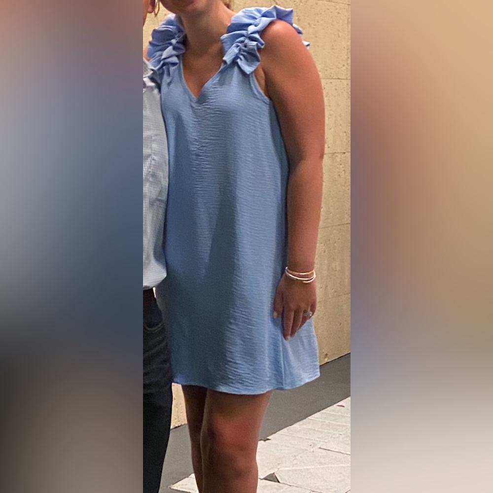 Blue Ruffle Sleeve Dress